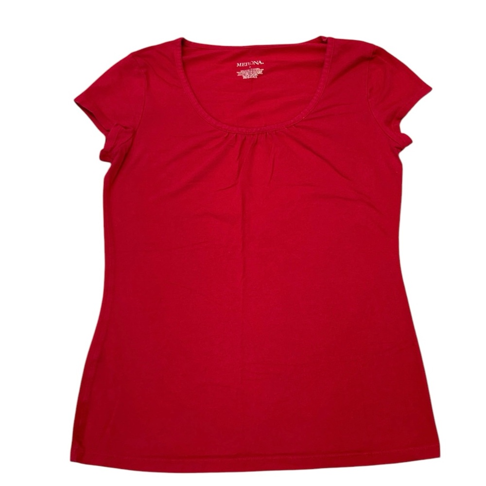 Merona Red Ruched Scoop Neck Tee T-shirt M
